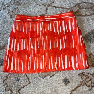 Milly of New York - Orange/Coral/Poppy & White Printed Textured Miniskirt Sz 8